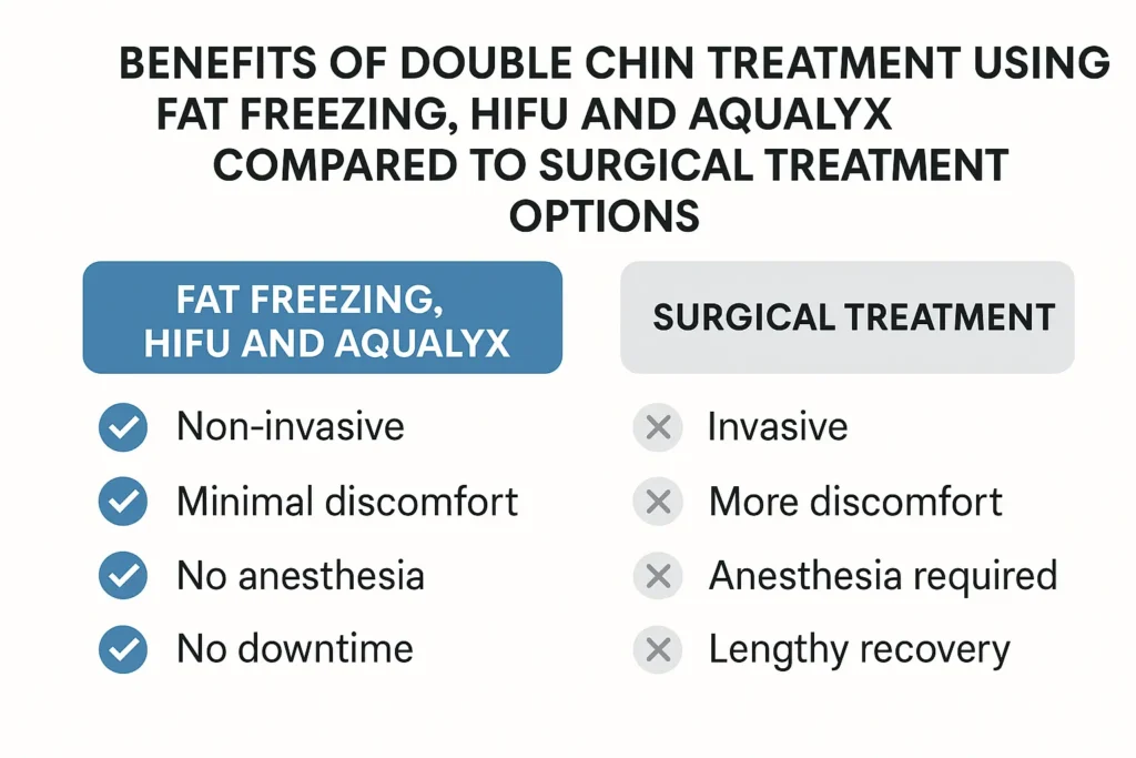 Graphic about the benefits of double chin treatment Hockley - from LA LIPO