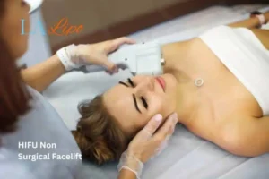 Woman having Hi-Fu to reduce wrinkles Hockley.