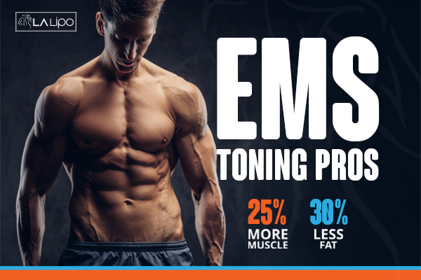 Graphic of man with toned body showing the benefits of LA-EMS Body Sculpting Hockley treatment